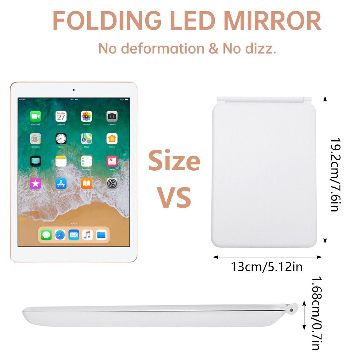 Compact Folding Makeup LED Mirror with 80 Bright LED Lights, Three Light Modes, Portable Design.