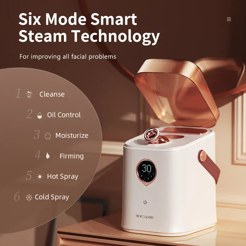 Nano Ionic Face Steamer with six-mode smart steam technology for skincare.